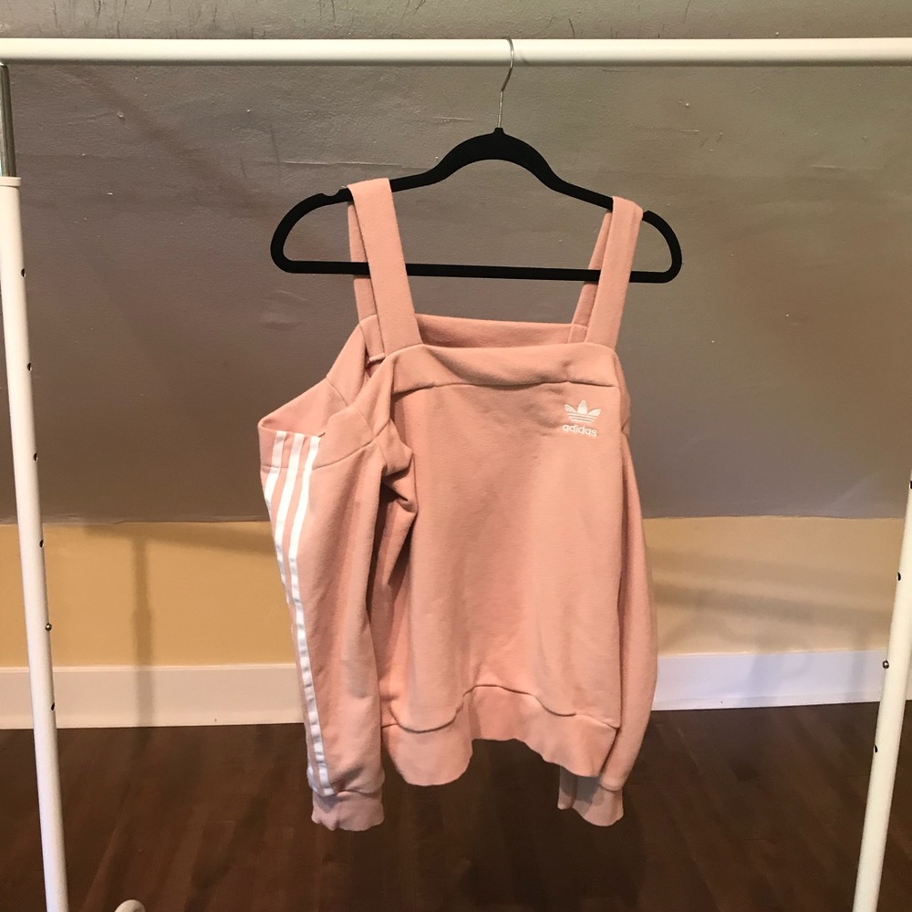 Pink adidas cold shoulder sweatshirt